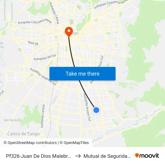 Pf326-Juan De Dios Malebrán / Esq. Avenida Gabriela to Mutual de Seguridad C.Ch.C. Agustinas map
