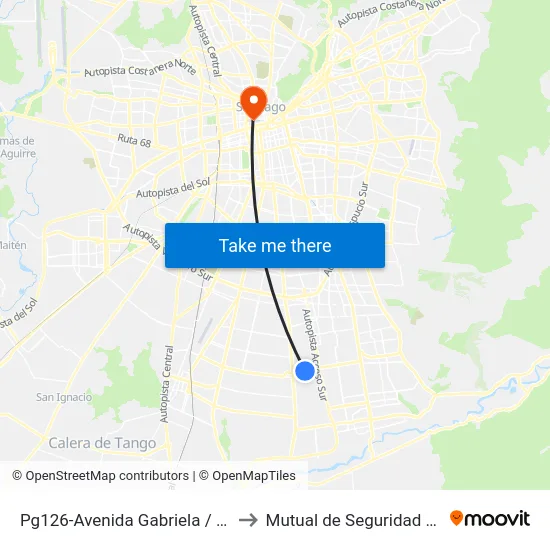 Pg126-Avenida Gabriela / Esq. Avenida Juanita to Mutual de Seguridad C.Ch.C. Agustinas map