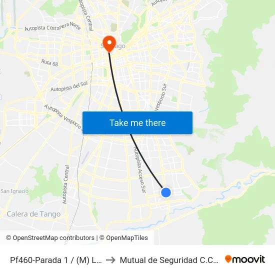 Pf460-Parada 1 / (M) Las Mercedes to Mutual de Seguridad C.Ch.C. Agustinas map