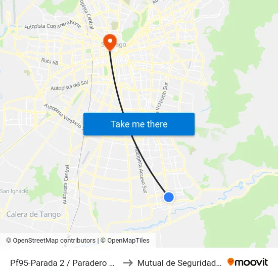 Pf95-Parada 2 / Paradero 39 Av.Vicuña Mackenna to Mutual de Seguridad C.Ch.C. Agustinas map