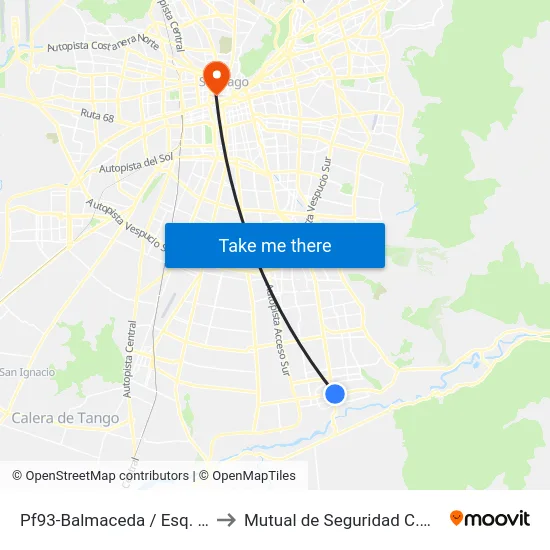 Pf93-Balmaceda / Esq. Av. Eyzaguirre to Mutual de Seguridad C.Ch.C. Agustinas map