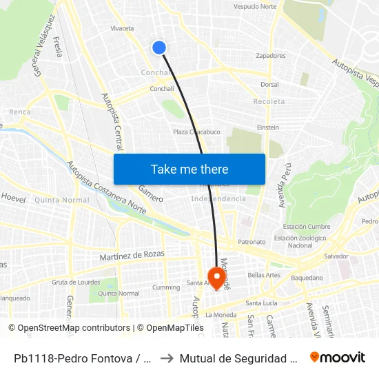 Pb1118-Pedro Fontova / Esq. Teniente Yávar to Mutual de Seguridad C.Ch.C. Agustinas map