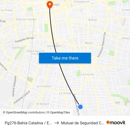 Pg276-Bahía Catalina / Esq. Gral. Arriagada to Mutual de Seguridad C.Ch.C. Agustinas map