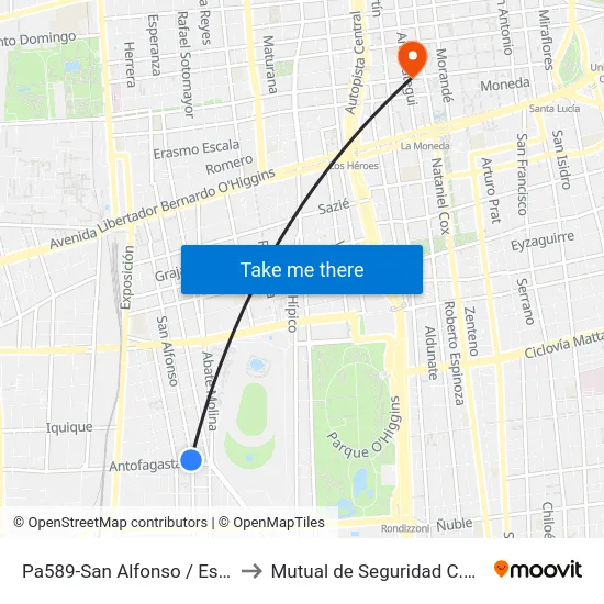 Pa589-San Alfonso / Esq. Antofagasta to Mutual de Seguridad C.Ch.C. Agustinas map