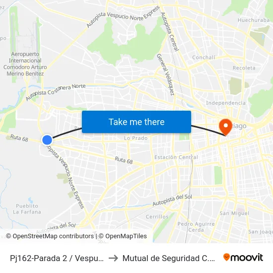 Pj162-Parada 2 / Vespucio - San Pablo to Mutual de Seguridad C.Ch.C. Agustinas map