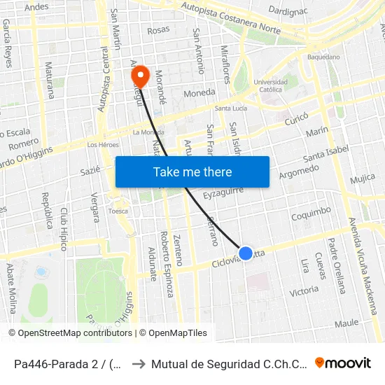 Pa446-Parada 2 / (M) Matta to Mutual de Seguridad C.Ch.C. Agustinas map