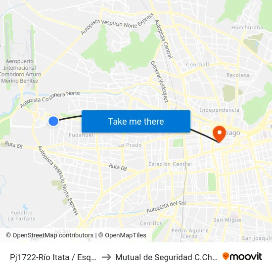 Pj1722-Río Itata / Esq. El Tranque to Mutual de Seguridad C.Ch.C. Agustinas map