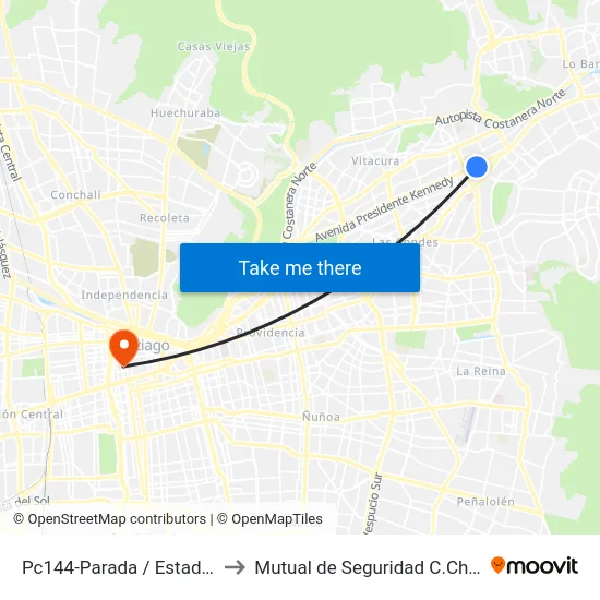 Pc144-Parada / Estadio Palestino to Mutual de Seguridad C.Ch.C. Agustinas map