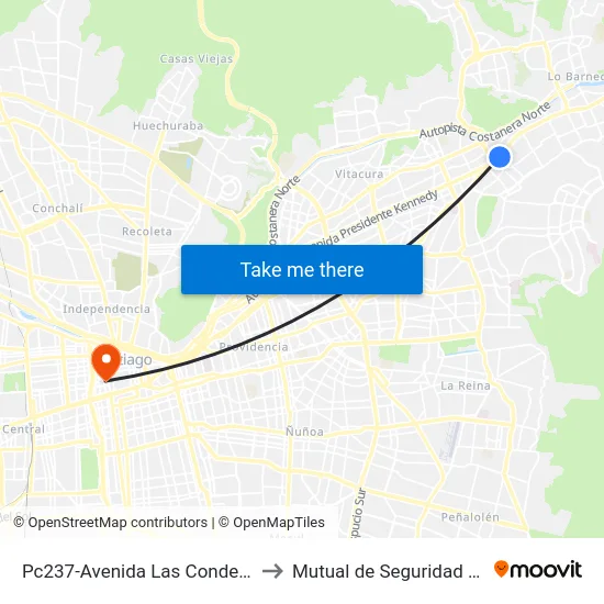 Pc237-Avenida Las Condes / Esq. Lo Fontecilla to Mutual de Seguridad C.Ch.C. Agustinas map