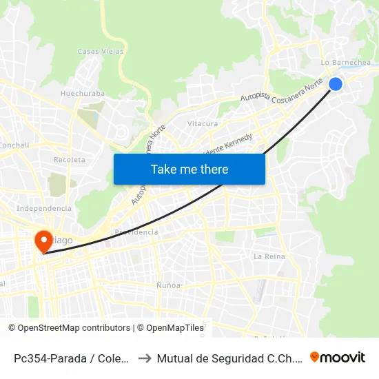 Pc354-Parada / Colegio Hebreo to Mutual de Seguridad C.Ch.C. Agustinas map