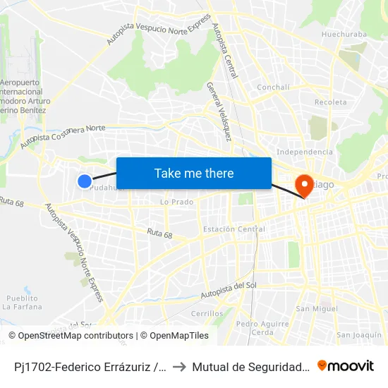 Pj1702-Federico Errázuriz / Esq. Av. San Francisco to Mutual de Seguridad C.Ch.C. Agustinas map