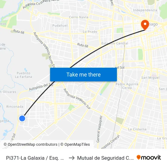 Pi371-La Galaxia / Esq. Nueva San Martín to Mutual de Seguridad C.Ch.C. Agustinas map