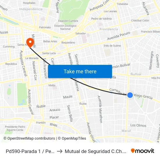 Pd590-Parada 1 / Pedagógico to Mutual de Seguridad C.Ch.C. Agustinas map