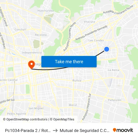 Pc1034-Parada 2 / Rotonda Atenas to Mutual de Seguridad C.Ch.C. Agustinas map