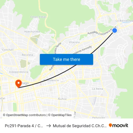 Pc291-Parada 4 / Cantagallo to Mutual de Seguridad C.Ch.C. Agustinas map