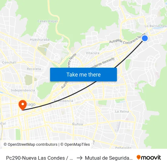 Pc290-Nueva Las Condes / Esq. Sn. Francisco De Asís to Mutual de Seguridad C.Ch.C. Agustinas map