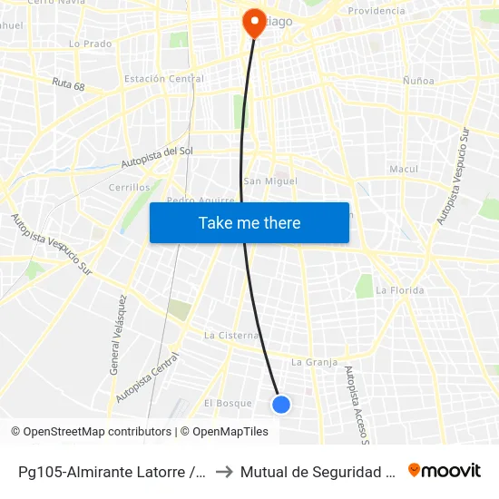 Pg105-Almirante Latorre / Esq. Venancia Leiva to Mutual de Seguridad C.Ch.C. Agustinas map