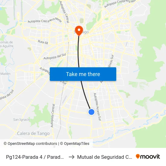 Pg124-Parada 4 / Paradero 37 Santa Rosa to Mutual de Seguridad C.Ch.C. Agustinas map