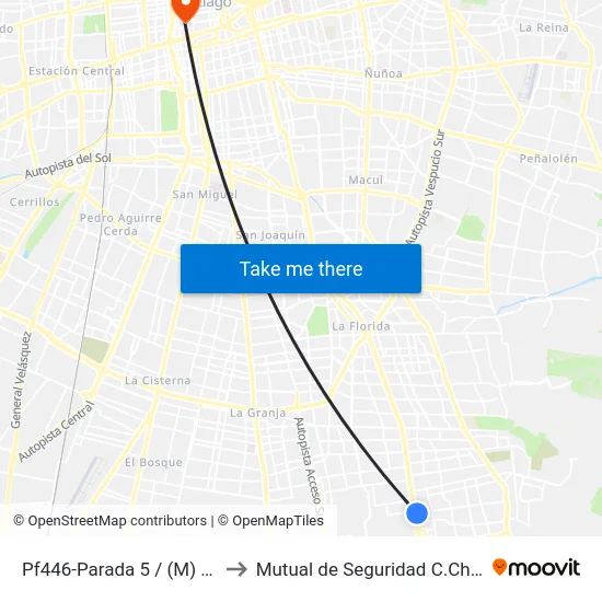 Pf446-Parada 5 / (M) Elisa Correa to Mutual de Seguridad C.Ch.C. Agustinas map