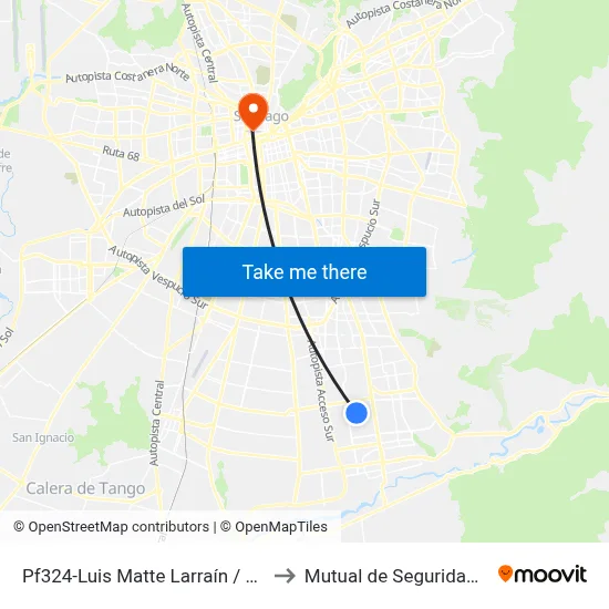 Pf324-Luis Matte Larraín / Esq. J. De Dios Malebrán to Mutual de Seguridad C.Ch.C. Agustinas map