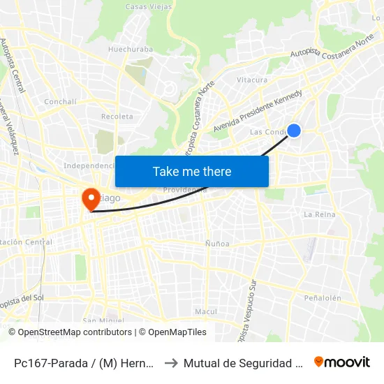 Pc167-Parada / (M) Hernando De Magallanes to Mutual de Seguridad C.Ch.C. Agustinas map