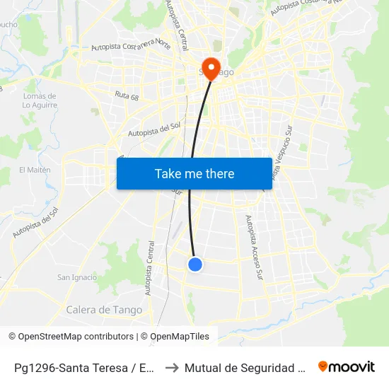 Pg1296-Santa Teresa / Esq. Santa Mercedes to Mutual de Seguridad C.Ch.C. Agustinas map