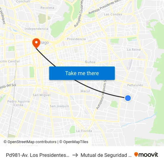 Pd981-Av. Los Presidentes / Esq. Av. Consistorial to Mutual de Seguridad C.Ch.C. Agustinas map