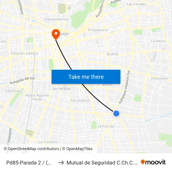 Pd85-Parada 2 / (M) Macul to Mutual de Seguridad C.Ch.C. Agustinas map