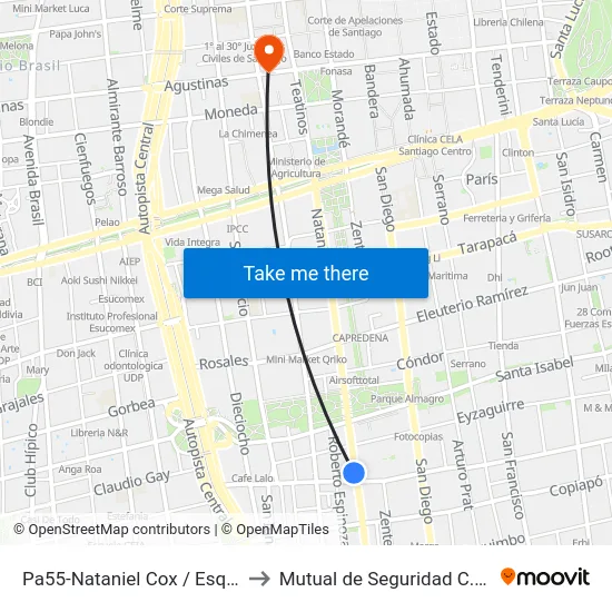 Pa55-Nataniel Cox / Esq. Av. 10 De Julio to Mutual de Seguridad C.Ch.C. Agustinas map