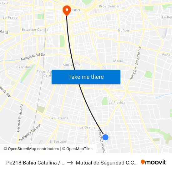 Pe218-Bahía Catalina / Esq. Pablo VI to Mutual de Seguridad C.Ch.C. Agustinas map