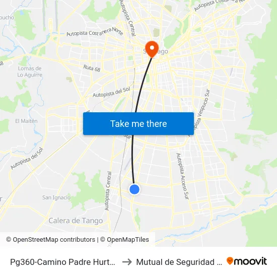 Pg360-Camino Padre Hurtado / Esq. Santa Marta to Mutual de Seguridad C.Ch.C. Agustinas map