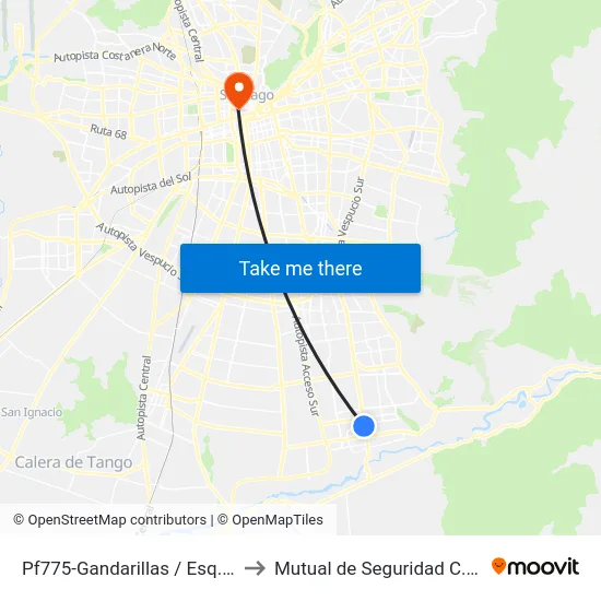 Pf775-Gandarillas / Esq. Santo Domingo to Mutual de Seguridad C.Ch.C. Agustinas map