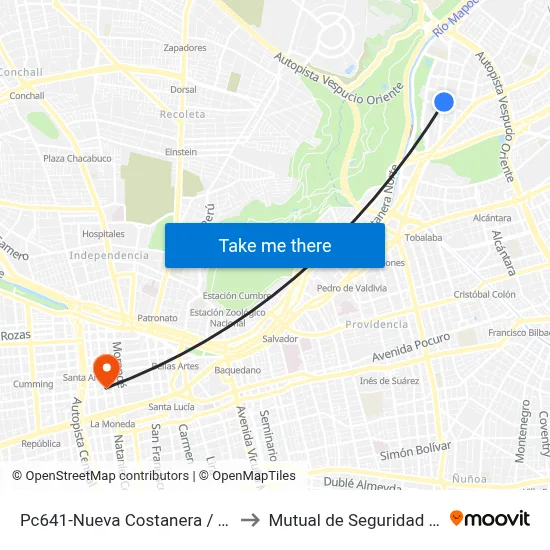 Pc641-Nueva Costanera / Esq. Pedro De Villagra to Mutual de Seguridad C.Ch.C. Agustinas map