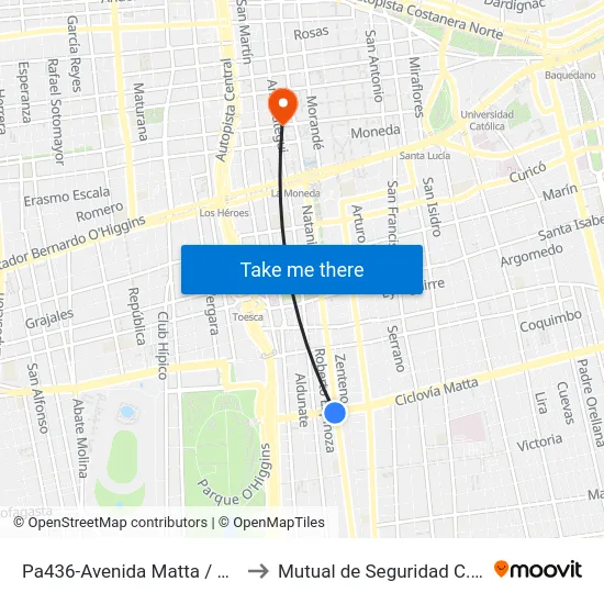 Pa436-Avenida Matta / Esq. Nataniel Cox to Mutual de Seguridad C.Ch.C. Agustinas map