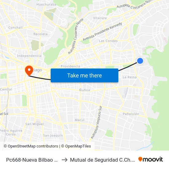 Pc668-Nueva Bilbao / Esq. Cirio to Mutual de Seguridad C.Ch.C. Agustinas map