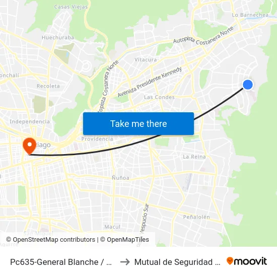 Pc635-General Blanche / Esq. Avenida La Plaza to Mutual de Seguridad C.Ch.C. Agustinas map