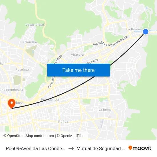 Pc609-Avenida Las Condes / Esq. Cerro Castillo to Mutual de Seguridad C.Ch.C. Agustinas map