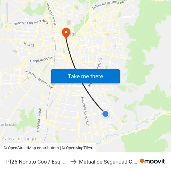 Pf25-Nonato Coo / Esq. Avenida El Peñón to Mutual de Seguridad C.Ch.C. Agustinas map