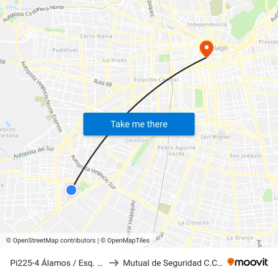 Pi225-4 Álamos / Esq. 2ª Transversal to Mutual de Seguridad C.Ch.C. Agustinas map