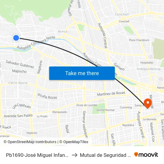 Pb1690-José Miguel Infante / Esq. Playa Blanca to Mutual de Seguridad C.Ch.C. Agustinas map