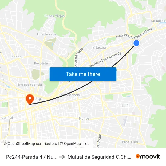 Pc244-Parada 4 / Nudo Estoril to Mutual de Seguridad C.Ch.C. Agustinas map