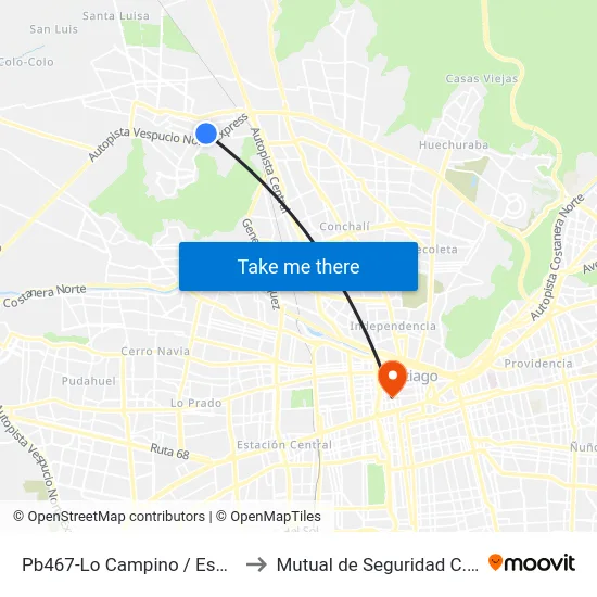 Pb467-Lo Campino / Esq. Ramón Rosales to Mutual de Seguridad C.Ch.C. Agustinas map