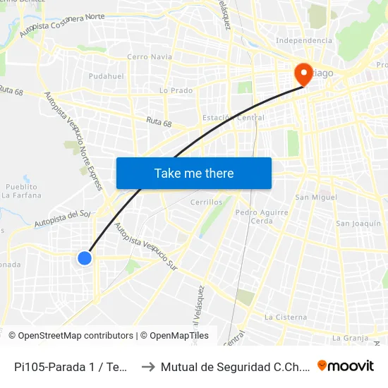 Pi105-Parada 1 / Templo Votivo to Mutual de Seguridad C.Ch.C. Agustinas map