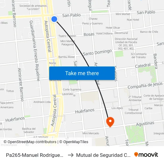 Pa265-Manuel Rodríguez / Esq. San Pablo to Mutual de Seguridad C.Ch.C. Agustinas map