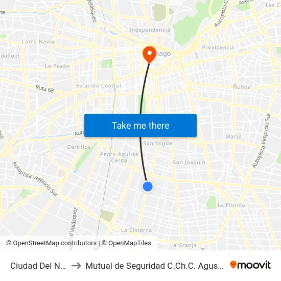 Ciudad Del Niño to Mutual de Seguridad C.Ch.C. Agustinas map