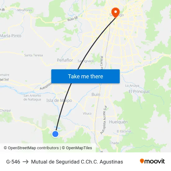 G-546 to Mutual de Seguridad C.Ch.C. Agustinas map