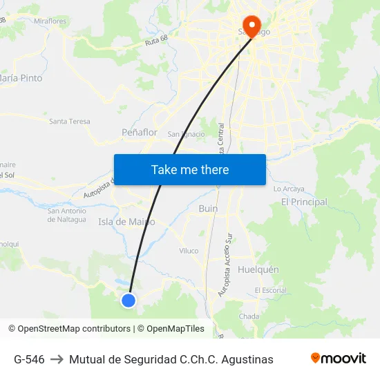 G-546 to Mutual de Seguridad C.Ch.C. Agustinas map