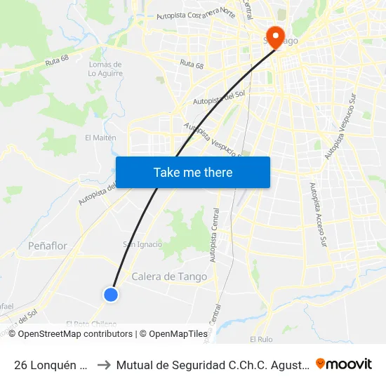 26 Lonquén Sur to Mutual de Seguridad C.Ch.C. Agustinas map