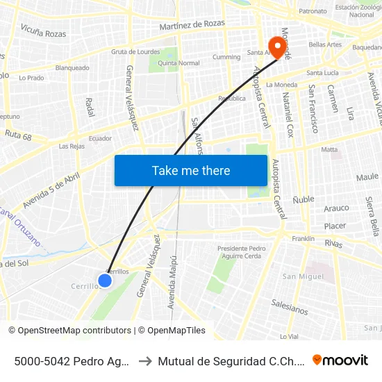 5000-5042 Pedro Aguirre Cerda to Mutual de Seguridad C.Ch.C. Agustinas map