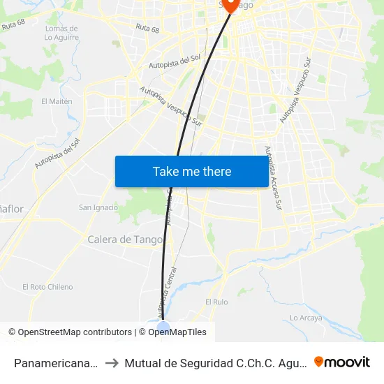 Panamericana Sur to Mutual de Seguridad C.Ch.C. Agustinas map